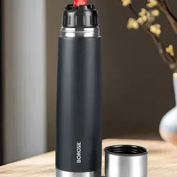 Borosil 500ml Thermo Stainless Steel Insulated Water Bottle ( Matte Black )-picture-32
