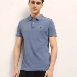 The Bear House Blue Cotton Regular Fit Polo T-Shirt-image-24