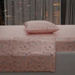 Stoa Paris Elegance Peach Polyester 300 TC Sateen Super King Size Bed Sheet With 2 Pillow Covers image 4