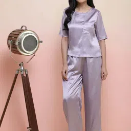 Slumber Jill Lavender Satin Regular Fit Night Suit-picture-35