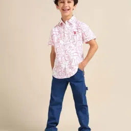 U.S. Polo Assn. Boys White & Pink Cotton Printed Shirts-picture-35