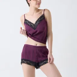 Wunderlove by Westside Wine Lace Design High-Rise Satin Shorts image 3