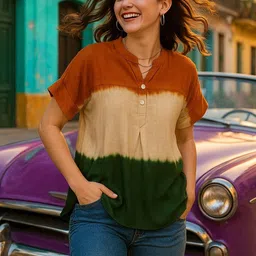 Chandbaali Women Hand Tie And Dye Casual Regular Fit Top-picture-32