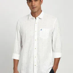 Peter England White Cotton Slim Fit Printed Shirt-picture-12
