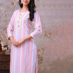 Auzanoor Collection Women Pack Of 2 Round Neck Cotton Kurtas image 5