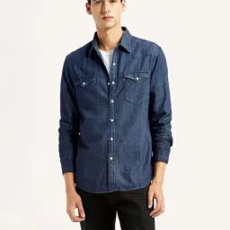 Levi's Indigo Cotton Slim Fit Denim Shirt-picture-21