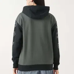 Bewakoof Women's Grey & Black One Piece Typography Oversized Hoodies image 2