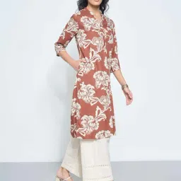 Rangmanch By Pantaloons Brown Regular Fit Floral Print Kurta image 3