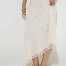 LOV by Westside Off-White Lace-Detailed High-Rise Cotton-Blend Skirt-picture-20