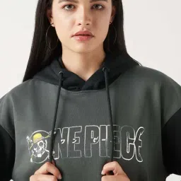 Bewakoof Women's Grey & Black One Piece Typography Oversized Hoodies image 5