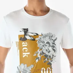 Jack & Jones White Cotton Regular Fit Printed T-Shirt image 5