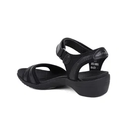 Hush Puppies Black Leather Wedge Sandals image 2