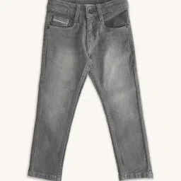 Pantaloons Junior Grey Cotton Tapered Fit Jeans image 1