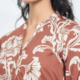 Rangmanch By Pantaloons Brown Regular Fit Floral Print Kurta image 5