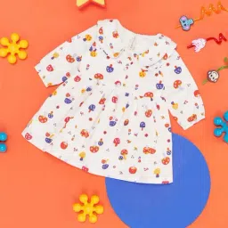 Pantaloons Baby White Cotton Printed Full Sleeves Dress-image-83