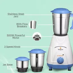 Stargaze 500 W Striker Mixer Grinder with 3 Jars White/Blue image 5
