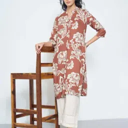 Rangmanch By Pantaloons Brown Regular Fit Floral Print Kurta image 4