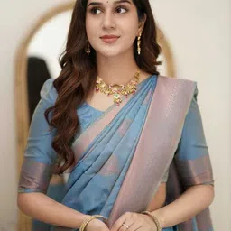 Dinesh Ethnic Traditional Wear Ethnic Motifs Woven Design Zari Saree With Blouse Piece image 2