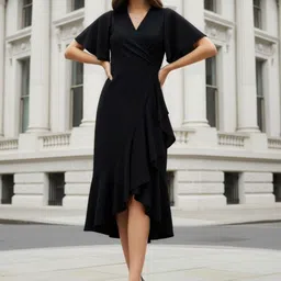 glitchez Flutter Sleeve Ruffled Midi Dress-picture-34