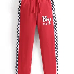 Honeyhap Premium 100% Cotton Looper Text Printed Lounge Pant with Bio Finish - High Risk Red-picture-25