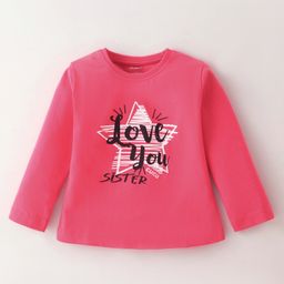 CUCUMBER Cotton Knit  Full Sleeves T-Shirt with Star & Text Print - Coral-picture-46