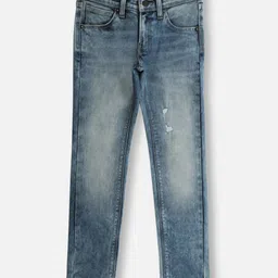 Pepe Jeans Ankle Length Washed Jeans With Distressed Pattern - Royal Blue-picture-27