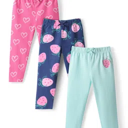 Babyhug Single Jersey Knit Full Length Leggings with Tropical Prints - Pink & Blue-picture-15