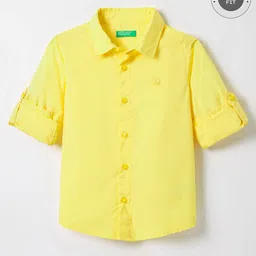 UCB Cotton Woven Full Sleeves Solid Colour Shirt - Yellow-picture-28