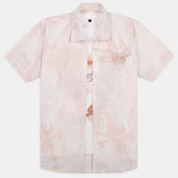 CAVIO Cotton Woven Half Sleeves Abstract Printed Shirt & Tee Set - Peach-picture-10