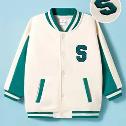 Mark & Mia Knit Full Sleeves Oversized Fleece Bomber Jacket with Towel Embroidery & Tipping Rib Detailing - Multicolor-picture-27
