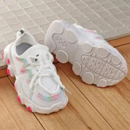 Babyoye Colour Blocked Lace Up Sneaker Shoes - White-image-94