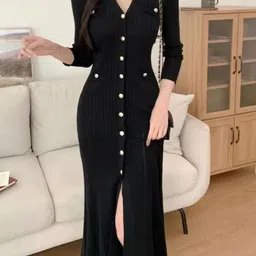 miss mosa by akanksha Alamode By Akanksha Women Black Sarah Luxe Soft Knit Dress-picture-18