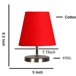 Devansh Red cotton Round Metal Steel Table Lamp image 3
