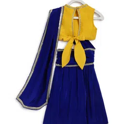 Tiber Taber Viscose Short Sleeves Zari Buti Saree Blouse Set - Blue image 4