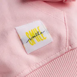 kookie kids india Kookie Kids Terry Knit Full Sleeves Solid Color Pullover Sweatshirt with Kangaroo Pocket - Pink image 3