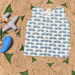 The Mom Store Infants Pack Of 2 Turtle & Elephant Printed Cotton Jablas image 2