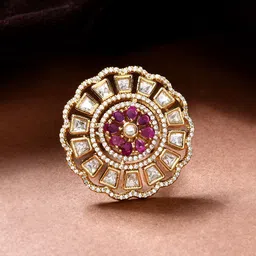 Voylla Kundan Opulance Royal Bloom Ring-image-7