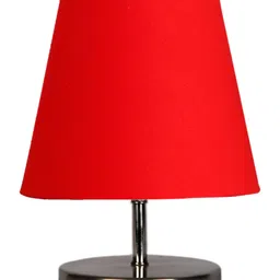 Devansh Red cotton Round Metal Steel Table Lamp image 4