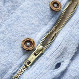 Yellow Apple Wool Knitted Full Sleeves Solid Front Open Sweater - Light Blue image 4