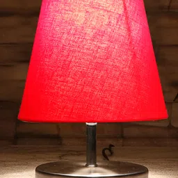 Devansh Red cotton Round Metal Steel Table Lamp image 5