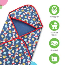 Babyhug Disney Winnie The Pooh PrintHooded Wrapper - Navy Blue image 5