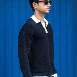 Maniac Men Self Design Polo Collar Cotton T-shirt image 3