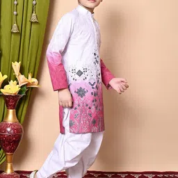 BAESD Boys Floral Embroidered Regular Sequinned Kurta with Patiala image 3