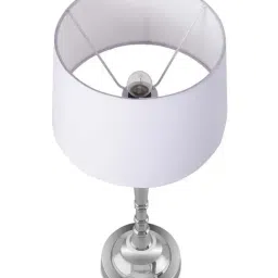 Homesake Silver Imperial Nickel Brushed Lamp with White Drum Shade (Bulb Included) - Set of 1 image 3