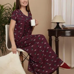 Sweet Dreams Purple Cotton Printed Nighty image 4