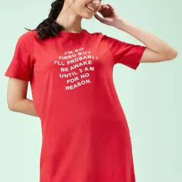 People by Pantaloons Red Cotton Printed Sleep Tees-picture-25