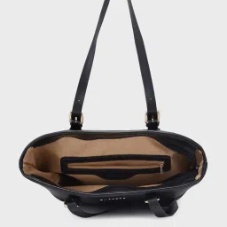 Caprese Black Solid Medium Tote Handbag image 4