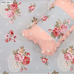 Monte Carlo Essence Grey & Red Polyester 130 TC King Bedsheet with 2 Pillow Covers image 4