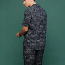 showoffff Showoff Navy Blue Cotton Regular Fit Printed Co-Ord Set image 4