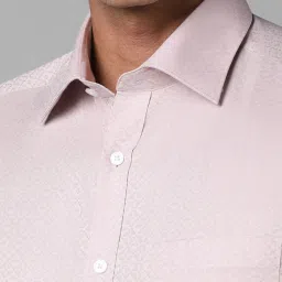 Louis Philippe Light Purple Cotton Regular Fit Printed Shirt image 4